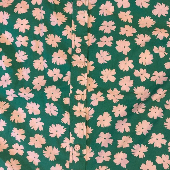 J. Crew Sleeveless Green Floral Print Collared Sleeveless Top size XL - Picture 7 of 7